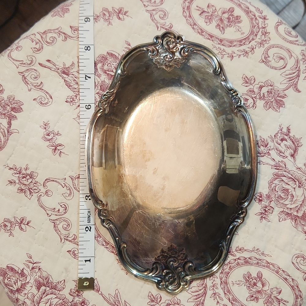 Vintage Silver Plated Small Trinket Tray Candy Dish Floral - Picture 6 of 10